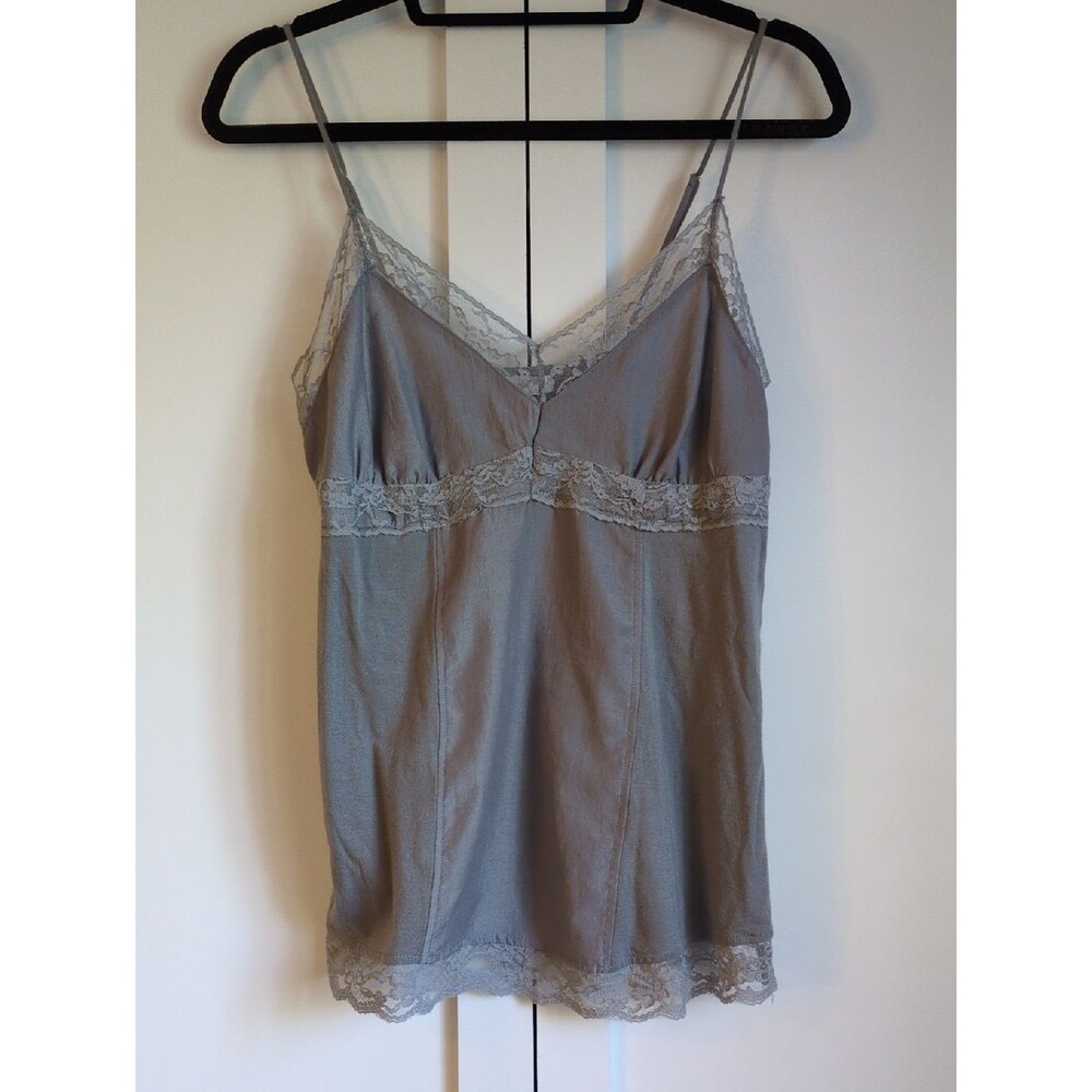 Charlotte Russe Y2K Babydoll Cami Gray Size L Lace Trim Coquette Fairy Grunge